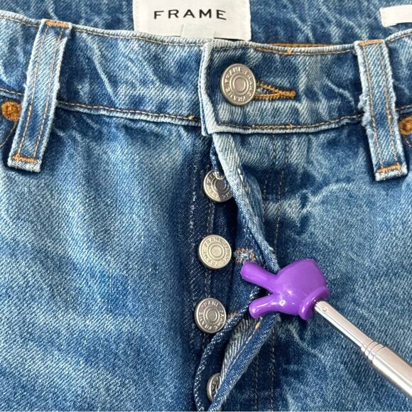 Frame Denim Le Slouch Distressed High Waist Straight Leg Jeans Denim Button Fly - Picture 8 of 14